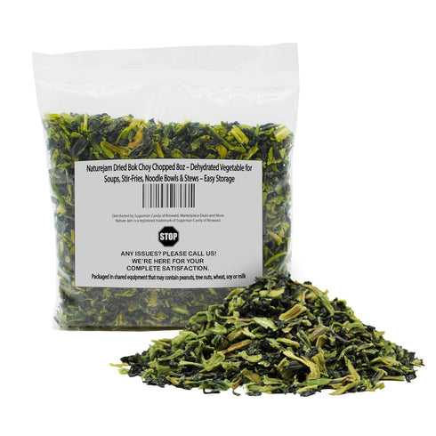 Naturejam Dried Bok Choy Chopped 8oz Dehydrated Vegetable for Soups, Stir-Fries, Noodle