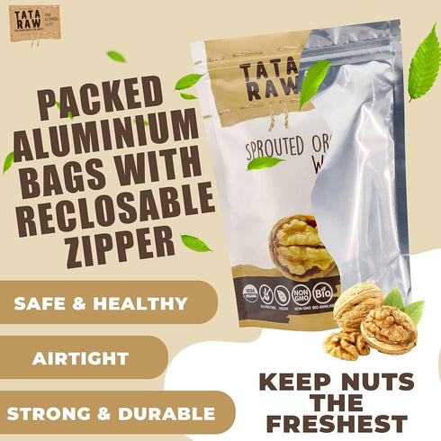 '-1 lb. TATA RAW - Sprouted Organic Walnuts - PLAIN. Nothing added Soaked & Air dried SUPER QUALITY. Raw. Alive.