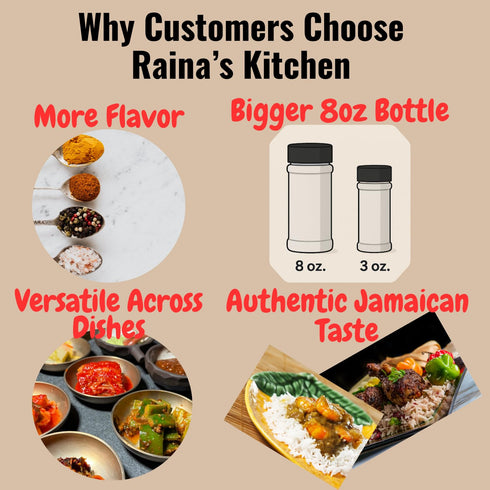 8 oz (Pack 4), The Rainas Kitchen Jamaican Seasoning Collection - Raining Fire Scotch Bonnet Pepper Salt, Ocean Rain