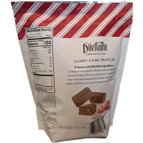 24 Oz ~69 Dilettante Chocolates Candy Cane Truffles, Milk Chocolate Peppermint Ganache, Ethically Sourced, Pieces
