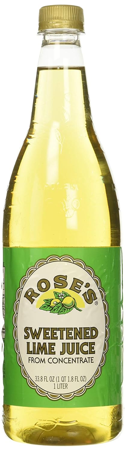 Rose's Lime Juice Roses Sweetened Lime Juice, 1 Liter (33.8 Fluid Ounces) Plastic Bottle (Pack