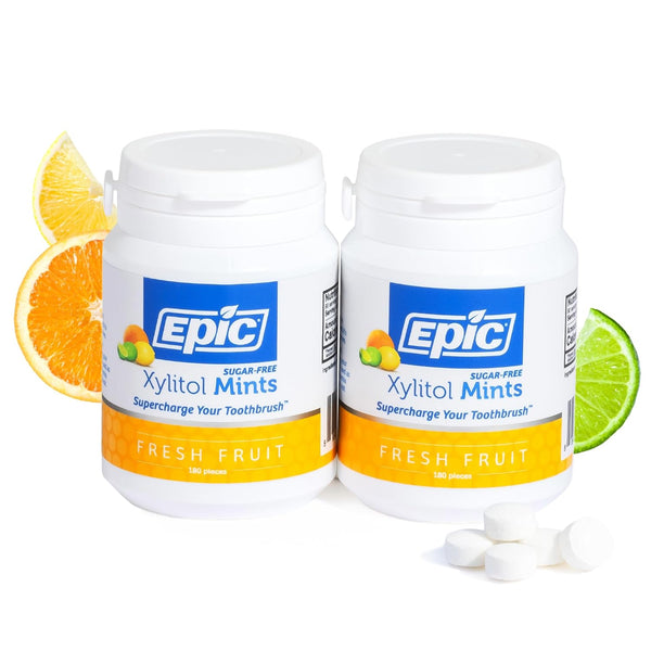 Epic 100% Xylitol Mints - Sugar Free, Aspartame Free - Fresh Fruit, 180 Pieces (Pack of 2)
