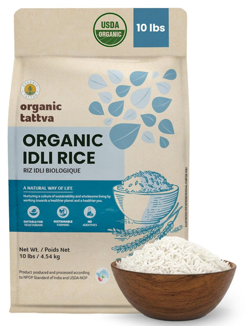 Organic Tattva Idli Rice (10 lbs) - Organic Short Grain Rice -