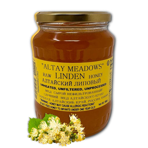 Altay Meadows Altay Raw Linden Honey - 100% Pure, Unfiltered, Unpasteurized, Ethically Sourced -