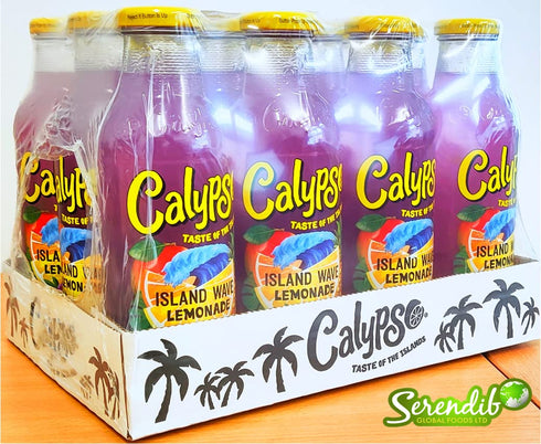 16 Oz (Pack 12) Calypso Lemonade, Island Wave Lemonade, Made with Real Fruit, Fl Glass Bottles