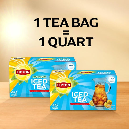 48 Count (Pack 2) 96 Lipton Decaf Black Iced Tea Bags, Family Size, Zero Calories, of Total Tea Bags, Decaffeinated
