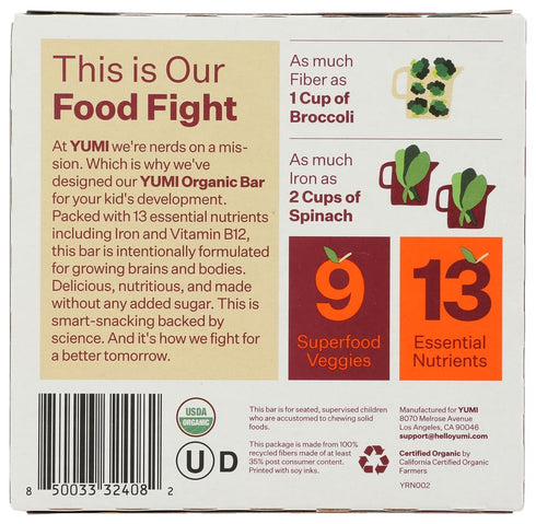 3.7 Yumi, Bars Toddler Apple Cinnamon Squash Organic, Ounce
