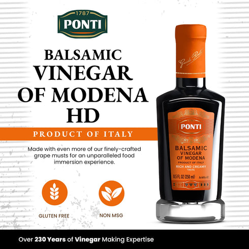 8.5Fl.Oz Ponti Rich & Creamy Balsamic Vinegar of Modena - Made for Rich Density and Lingering Flavor - Delizioso Paired