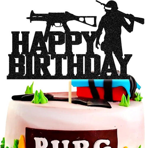 Video Game Happy Birthday Cake Topper, Funny Level Up Cake Decor for Game Controller Party Supplies