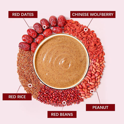 SIJIYUNLI 245g/8.64oz 7 -Red Nourishing Powder Boiled Free Brewing Nutritious Breakfast, Five Kinds of red Grains, no