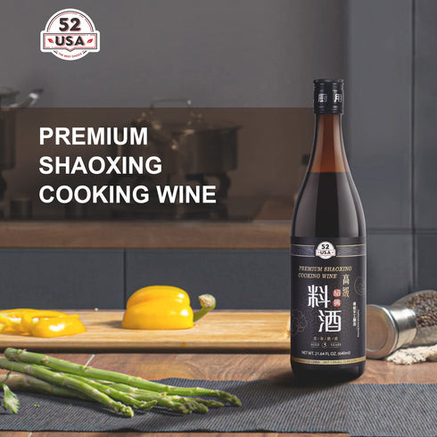 52USA Premium Shaoxing Cooking Wine, Chinese Asian Cooking Wine, Shao Hsing Rice Wine, Shaoxing Rice Wine, Hsing Rice Wine, Fermented Rice Wine, Homemade Asian Cooking, 640ml