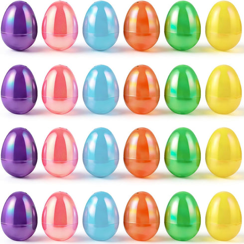 MGparty 72 Pcs 2.3" Fillable Easter Eggs Bulk, Iridescent Plastic Easter Eggs Empty