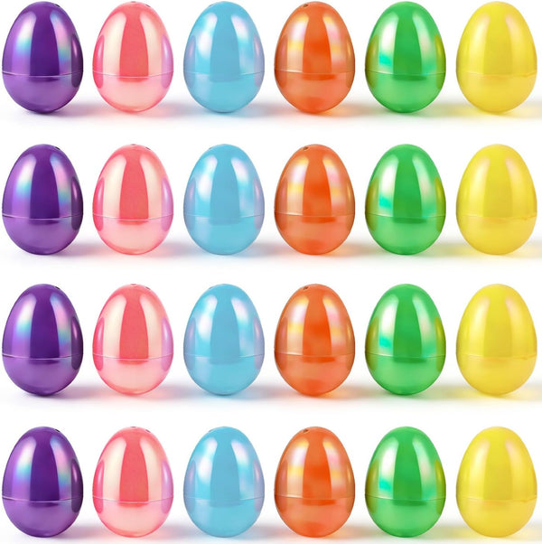 MGparty 72 Pcs 2.3" Fillable Easter Eggs Bulk, Iridescent Plastic Easter Eggs Empty