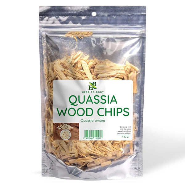 Herb To Body Quassia Wood Chips 4 oz, Wildcrafted Quassia Chips for