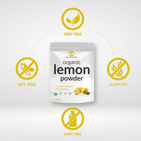 DEAL SUPPLEMENT 1lb Immune Organic Lemon Powder, Real Freeze-Dried Source Rich in Essential Vitamin C Natural Support