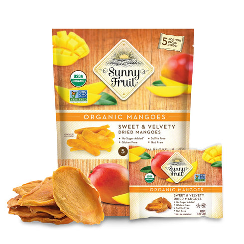 6 (30 Packs) Packs Sunny Fruit Soft Organic Dried Mangoes - Bags Individual Portion | No Preservatives, Sulfides