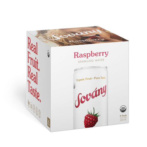 Sovny Sparkling Water, Raspberry, Seltzer Water Drinks, USDA Organic, Made With Real