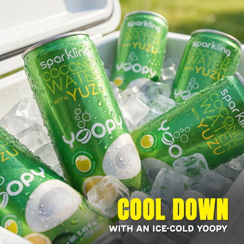 12 pack (8.45 oz Yoopy Sparkling Coconut Water with Citrus-Inspired Yuzu Low Sugar Refreshing Drink, Healthy Soda