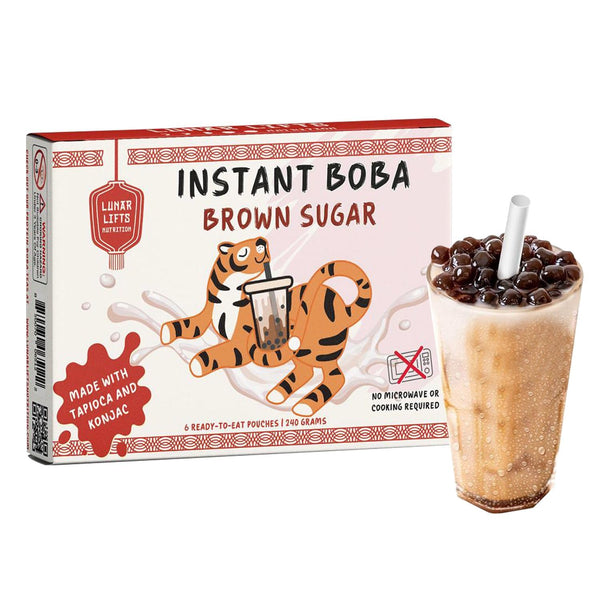 Instant Brown Sugar Boba, 70% Fewer Calories, Made with Konjac and Tapioca,