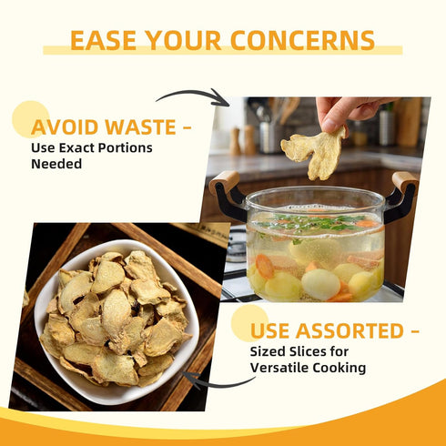 7.o5oz/200g Wanhua Hall Dried Ginger Slices Dehydrated Ginger No Sugar Dried Ginger Root Dried Ginger for Tea