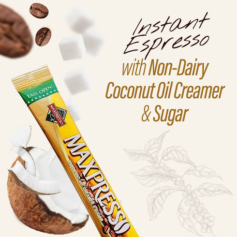 3 1 100 Packets Maxpresso in Korean Instant Coffee Mix - Single Serve Sticks with Creamer and Sugar Premium Hot or Iced