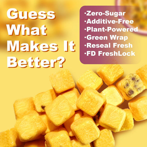 16oz/1 Freeze-Dried Passion Fruit Chunks Pound Bulk Bag - Unsweetened Crunchy Tropical Snack for Baking & Desserts
