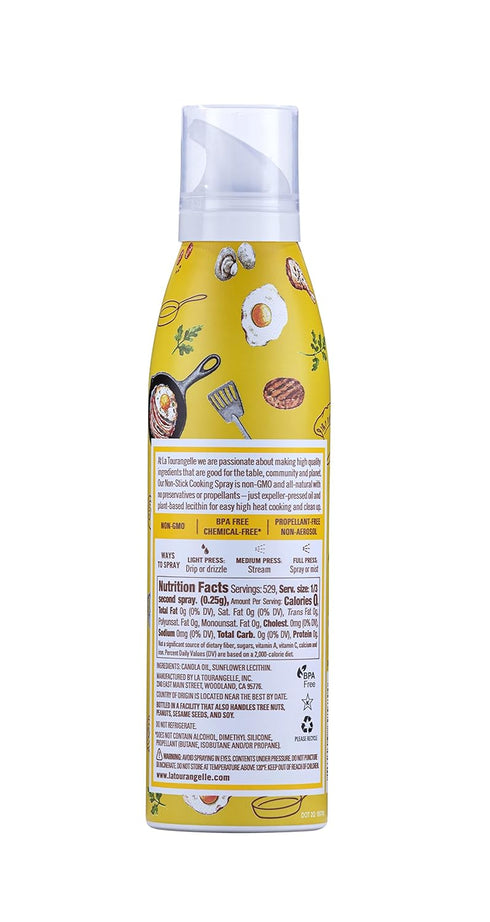 La Tourangelle Non Stick Cooking Spray - Expeller Pressed Oil, Non Aerosol for Medium to High Heat, 5 Fl Oz