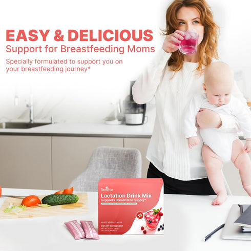 16 Count Lactation Drink Mix for Breastfeeding, with Fenugreek, Milk Thistle, Electrolytes for Healthy Milk Supply