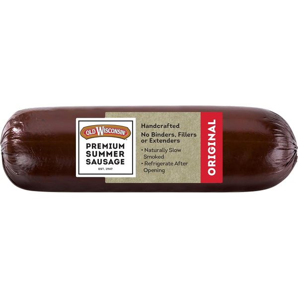 Old Wisconsin Premium Summer Sausage, 100% Natural Meat, Charcuterie, Ready to Eat, High Protein,