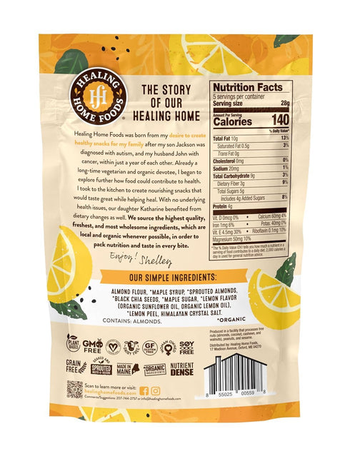 Healing Home Foods 5oz (6Pack) Lemon Chia Graham Crackers, Gluten Free Snacks for Adults, Almond Flour and Organic Chia