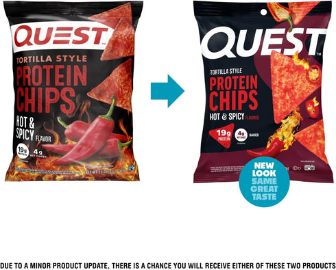 19g 4g 1.1 (Pack 12) Quest Nutrition Tortilla Style Protein Chips, Hot & Spicy, of Protein, Net Carbs, High Protein