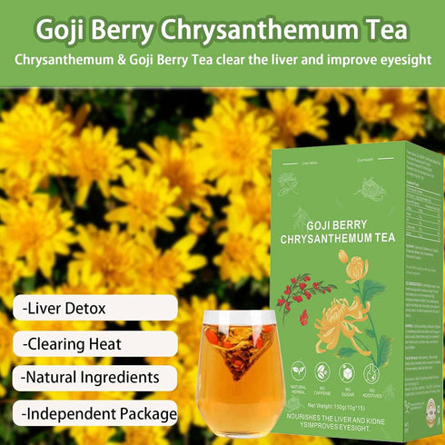 150g(1box,15 (2) Goji Berry Chrysanthemum Tea, Dandelion Wolfberry Tea for Liver Health, Liver Detox Clear the Liver