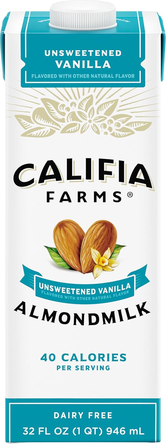 Califia Farms - Unsweetened Vanilla Almond Milk, 32 Oz, Dairy Free, Vegan,