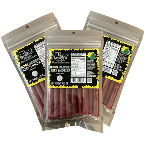 Amish Smokehouse Honey Jalapeno Beef Smokies, 5.75 oz, Pack of 3