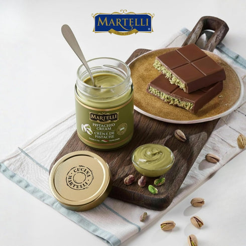 Martelli (45%), 200g (7.05 Oz) Authentic Italian Pistachio Cream - Perfect for Viral Dubai Chocolate Bar Kit Filling