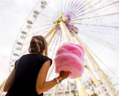 Concession Essentials 100ct 16oz 2pack, (1 32oz's Cotton Candy Floss Sugar with Cotton Candy Cones, Jar, Pink Vanilla