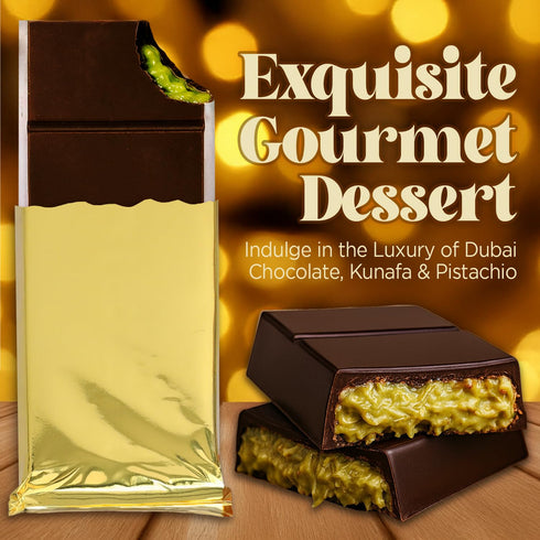 3.5 Oz, Packaging (3.5 Oz, Ceres Gourmet Dubai Chocolate Bar Pistachio Dark Chocolate Knafeh, Perfectly Portioned Dubai