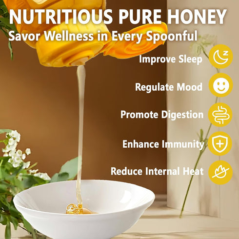 DFYSYSD 100% 18oz/510g, Wildflower Honey, Raw Unfiltered Honey, Natural and Pure, Fresh Sweetness, Floral, a Hint