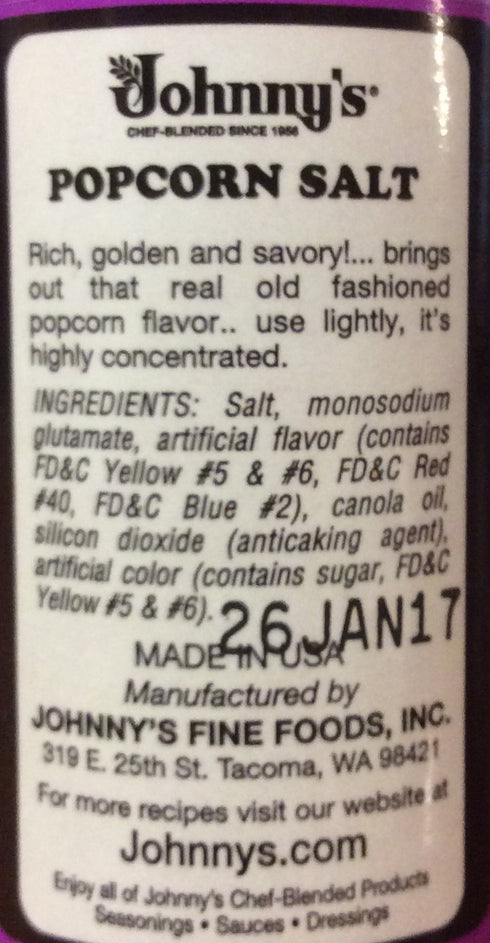 Johnny's Gluten Free Popcorn Salt, 4.75 oz (2 Pack)