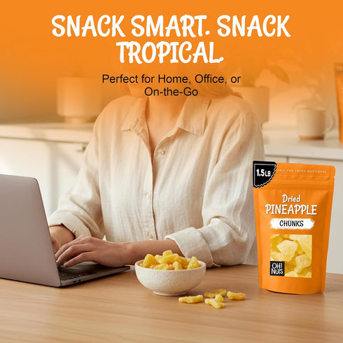 1.5 LB Packed Oh! Nuts Dried Pineapple - - Dried Fruit Chunks - Less Sugar Added - Dehydrated Fruit Bites - in New York