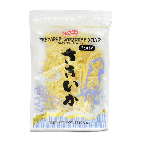 Shirakiku Prepared Shredded Squid, Saki Ika Plain Flavour, 8 oz, Low-Fat Seafood Snack