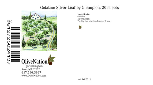 Champion Gelatin Silver Leaf from OliveNation, 20 Sheets, 170 Bloom for Baking and Cooking