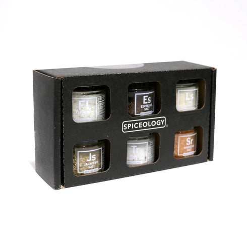 Set Set 6 Spiceology - Gourmet Luxe Infused Salt Sampler Gift - of - Flavors Include: Fleur de Sel, Espresso, Lime