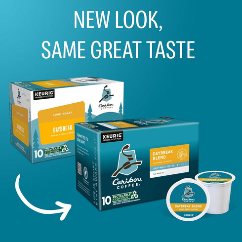 Coffee(Pack 6, 60 Count Caribou Coffee Daybreak Blend Keurig Single-Serve K-Cup Pod, Light Roast of Total)