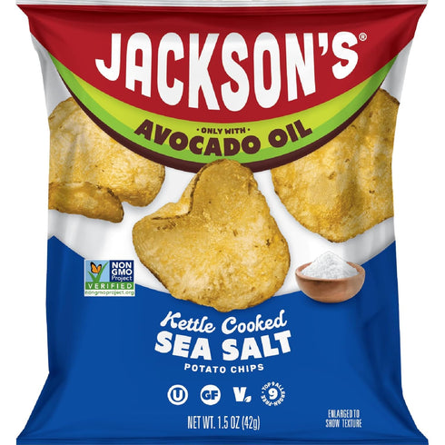 Jacksons Potato Classic Kettle Chips with Sea Salt (1.5oz, Pack of 10)