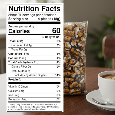 Pack, 3 Coffee Rio Caff Latt Coffee Candy Bulk Pound Bag - Individually Wrapped Hard Candies Blended with Fresh Dairy