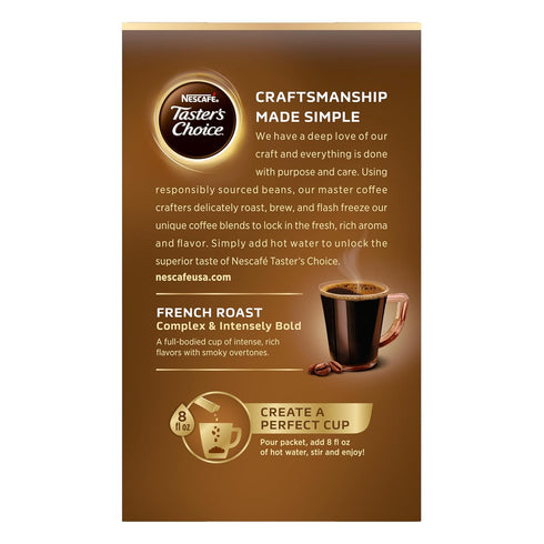 Nescafe Taster's Choice Instant Coffee, French Roast, 5 Count, Pack of 12
