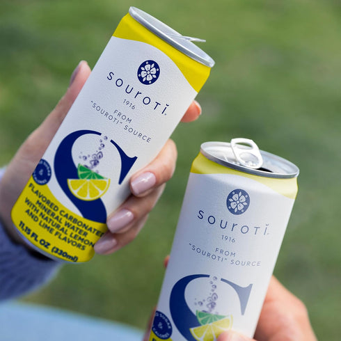 Souroti 1000 6-Pack, 330ml Sparkling Lemon & Lime Flavored Carbonated Mineral Water Refresh & Unwind | Naturally