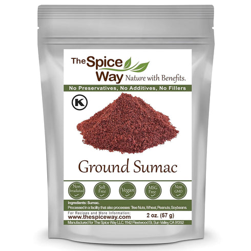 The Spice Way - Pure 100% Sumac, No Salt, No GMO, Spice Seasoning Powder 2 oz (Resealable Bag)