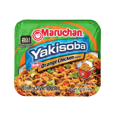 4.23 Oz. (8 Pack) Maruchan Yakisoba, Orange Chicken Flavor Stir-Fried Japanese Instant Ramen Noodles, High Protein